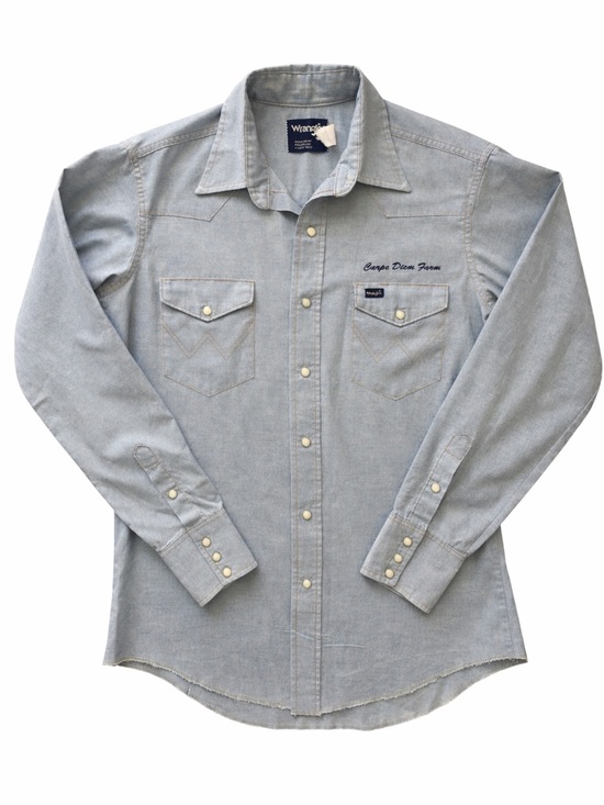 Wrangler Other - Wrangler Chambray Western Shirt Embroidered Snap Button Top Size 16-36